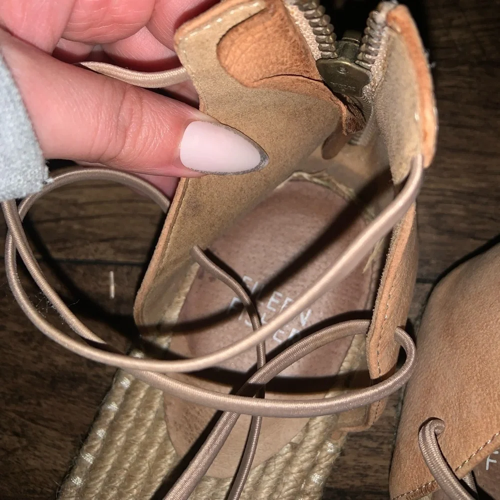 Eileen Fisher Leather Lace Up D'Orsay Lee Espadrille Latte Flat tan spring boho